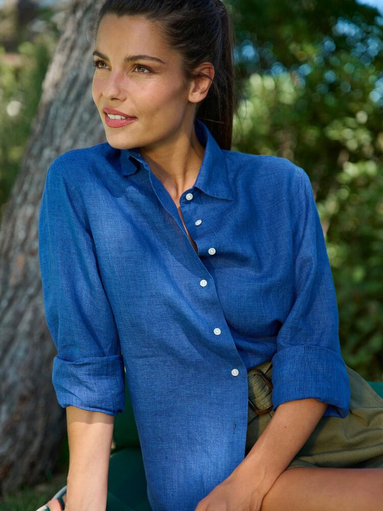Chemise Albane en lin indigo