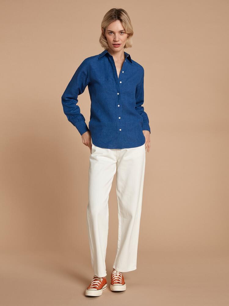 Chemise Albane en lin indigo