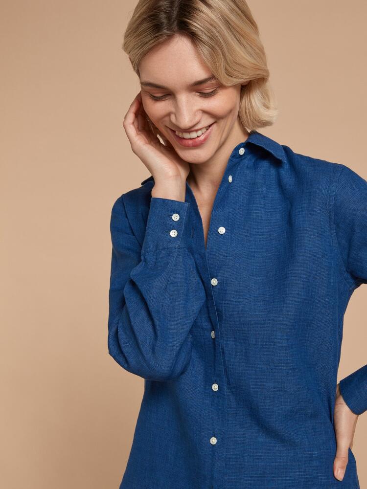 Chemise Albane en lin indigo