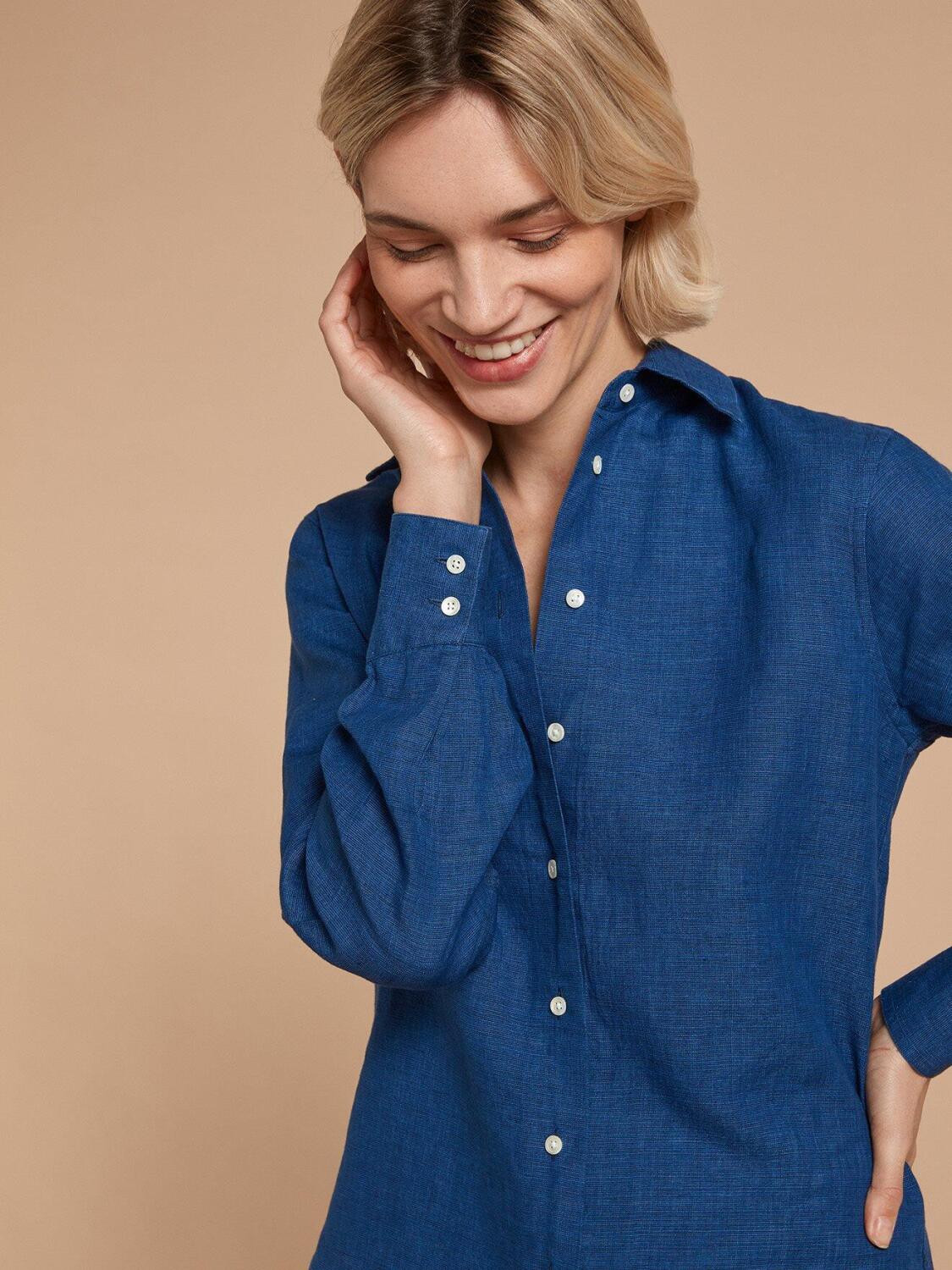 Albane indigo linen shirt