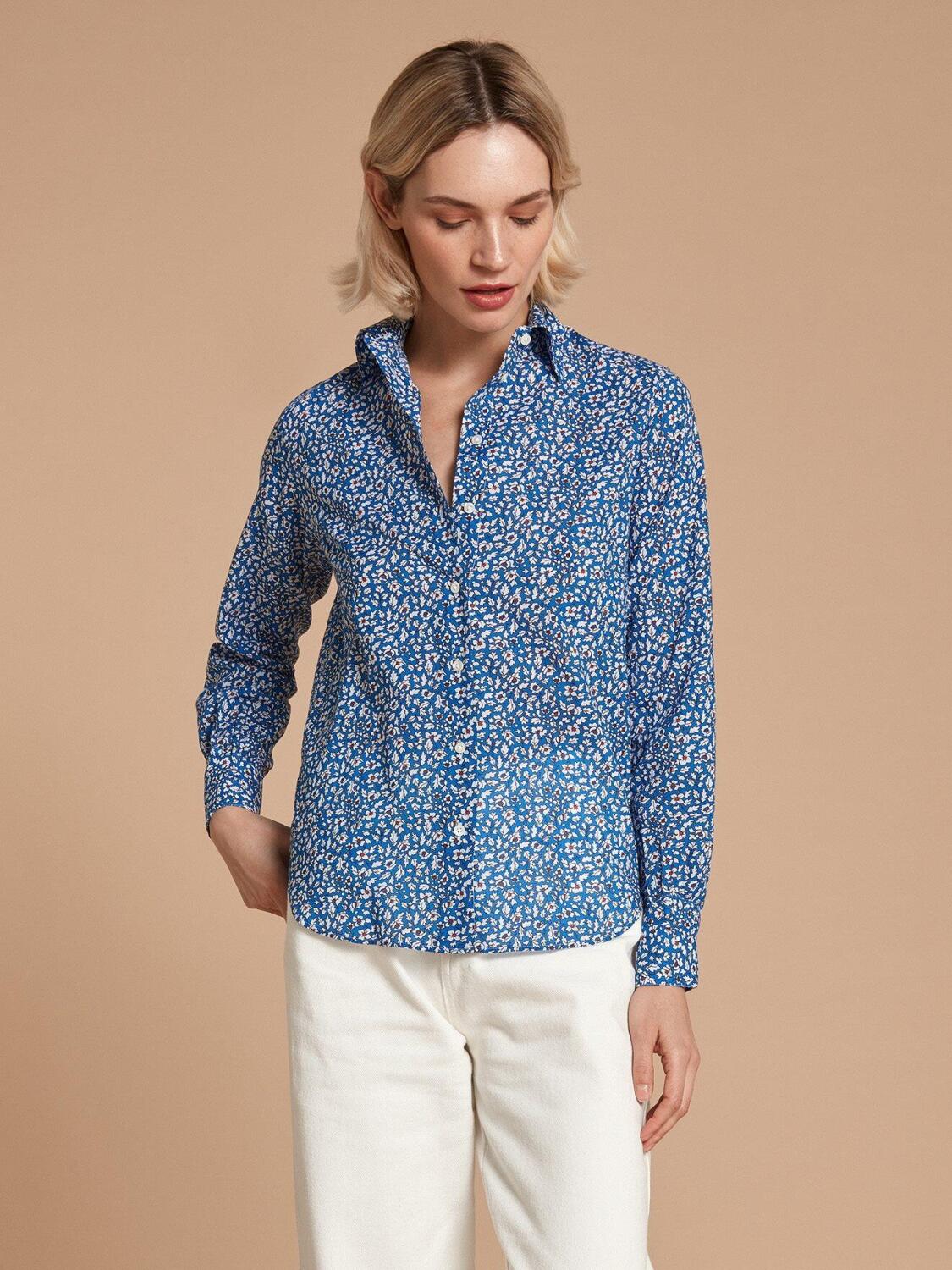 Chemise Albane cobalt à imprimé liberty