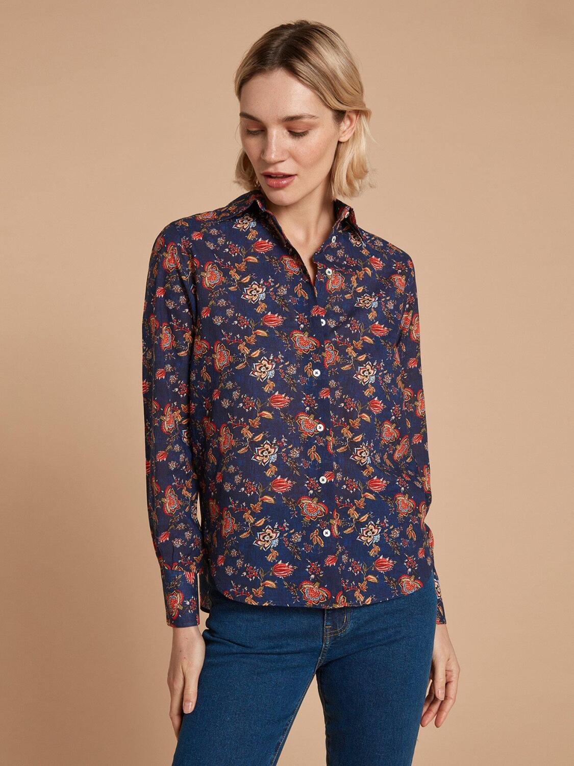Albane indigo bohemian printed shirt