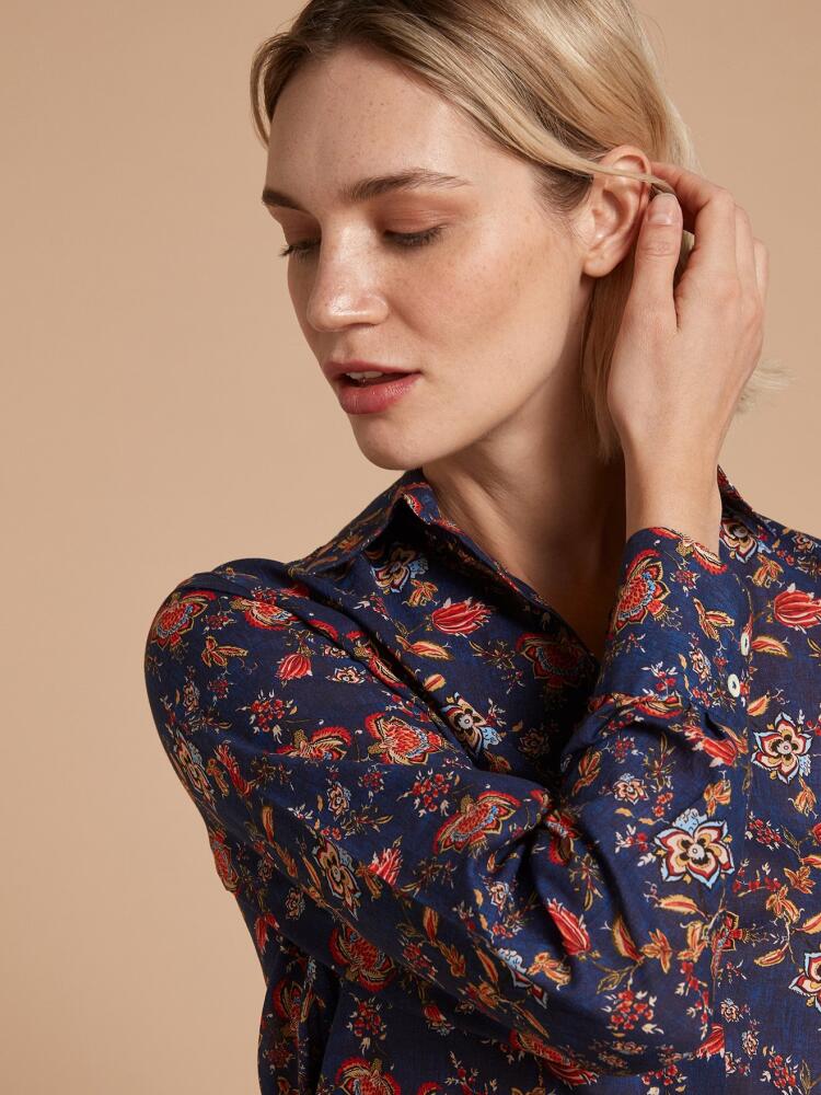 Chemise Albane indigo &agrave; imprim&eacute; boh&egrave;me