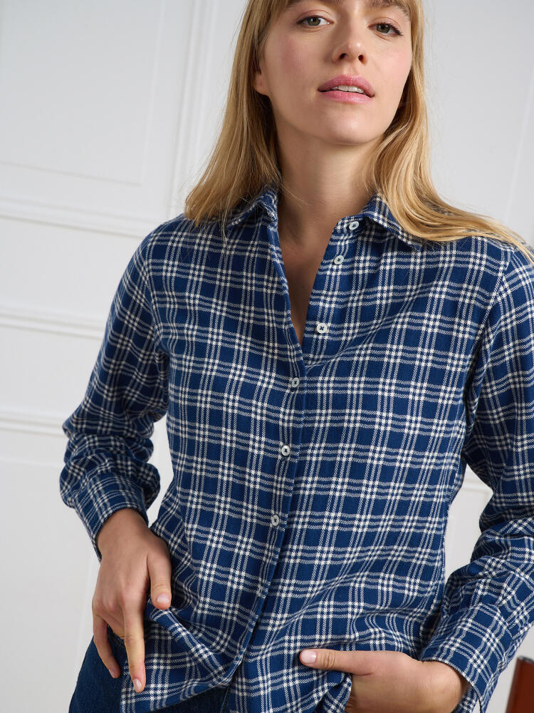 Albane camicia di flanella blu navy a quadri