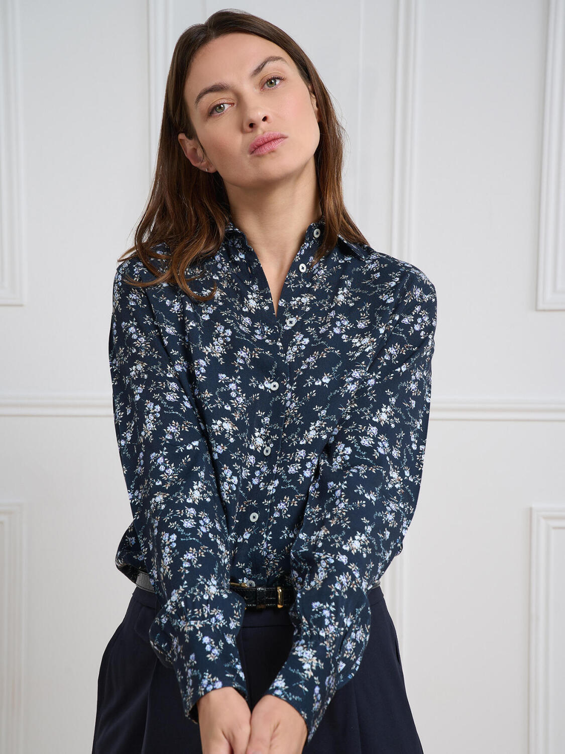 Camicia a righe blu navy Albane