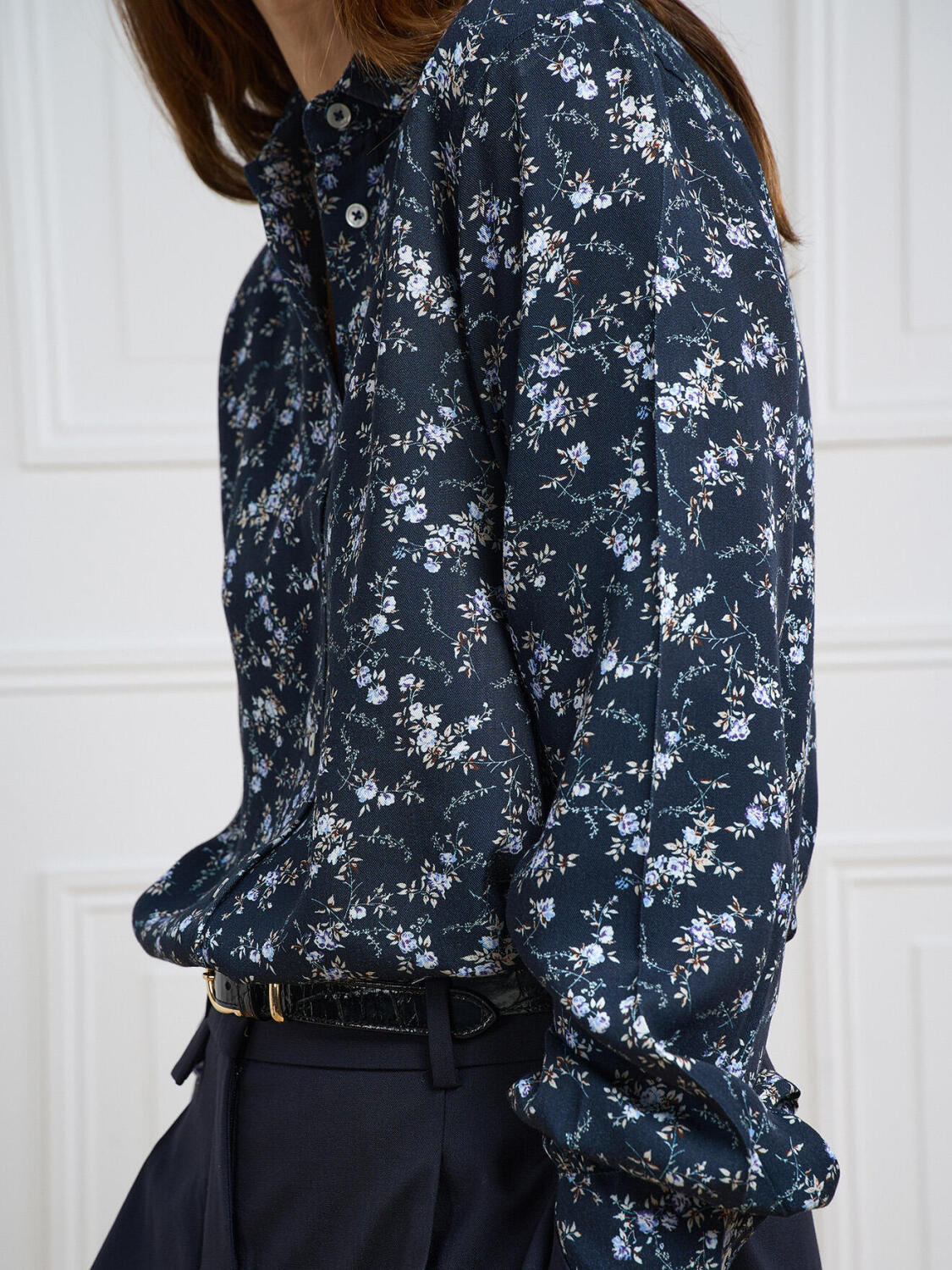 Camicia a righe blu navy Albane