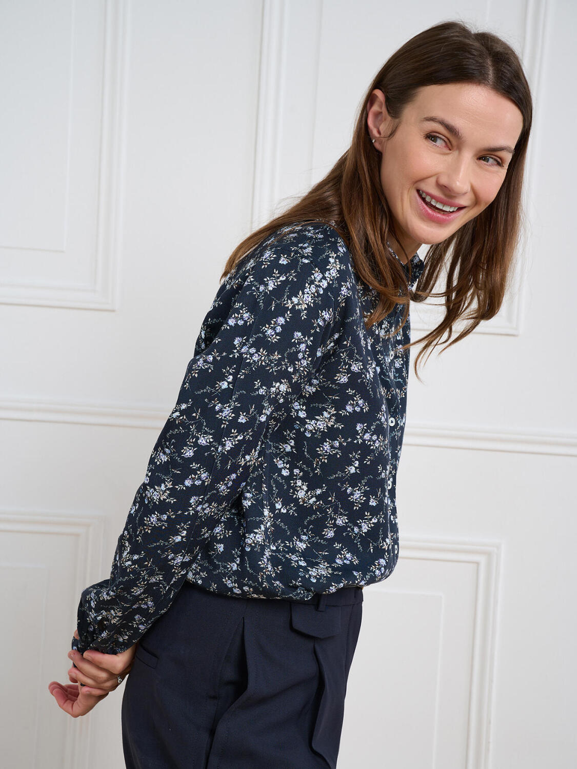 Camicia a righe blu navy Albane