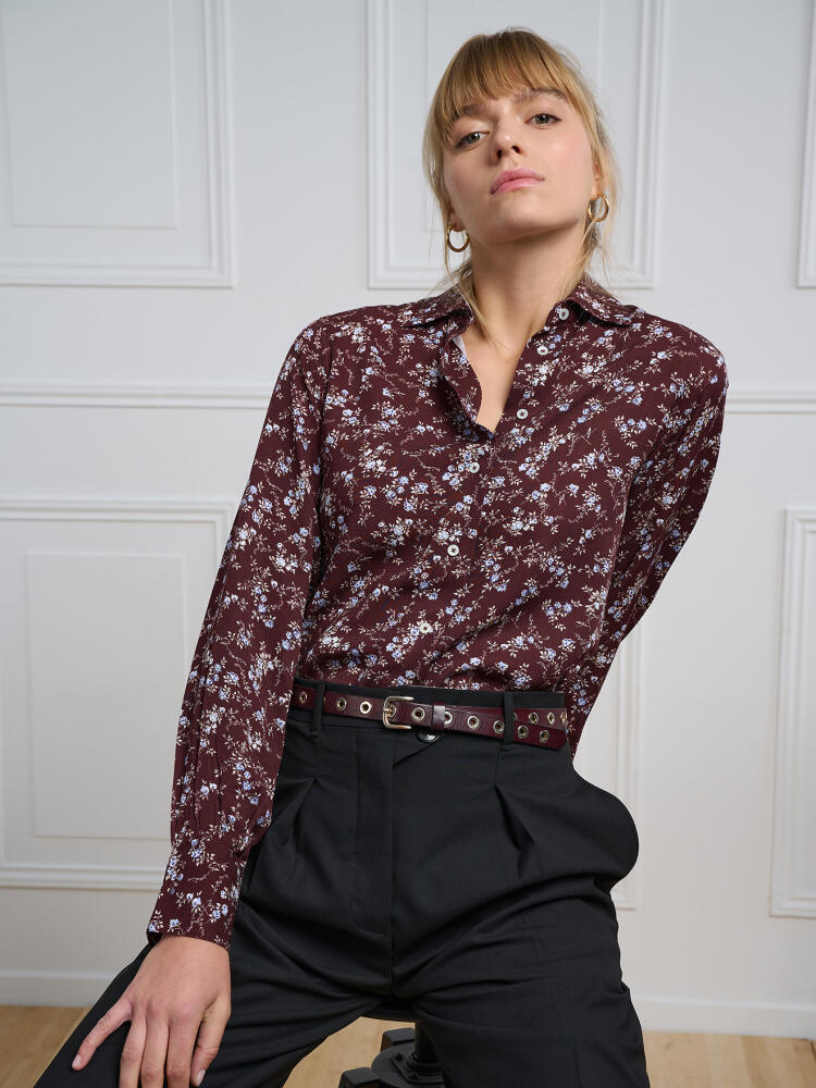 Albane garnet shirt with floral print