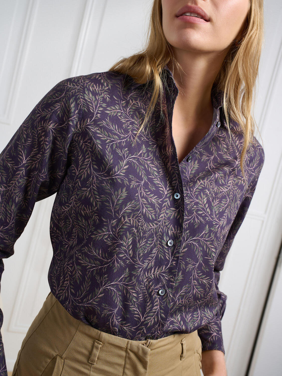 Camicia Albane viola con motivo stampato