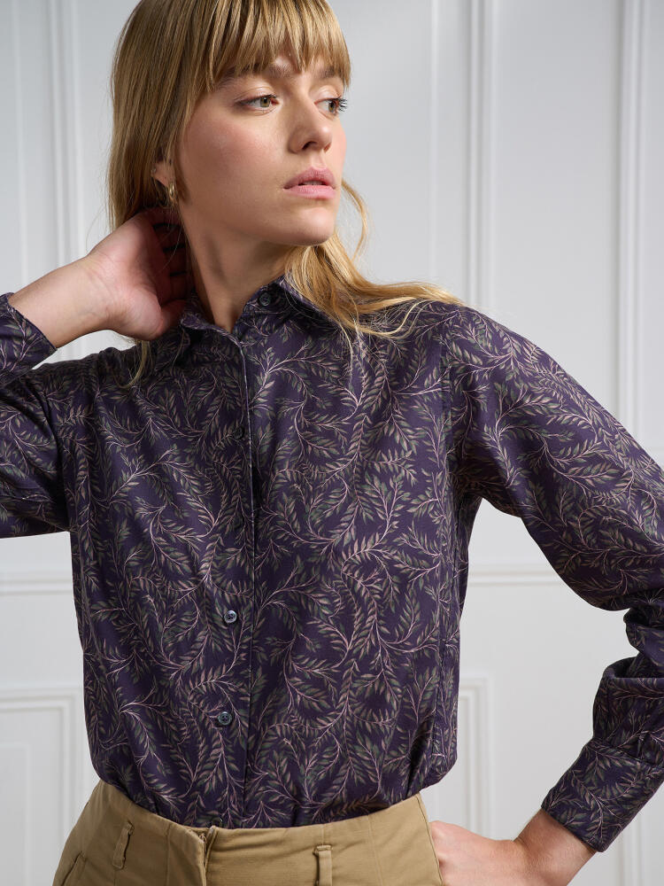 Chemise Albane prune à motifs imprimés