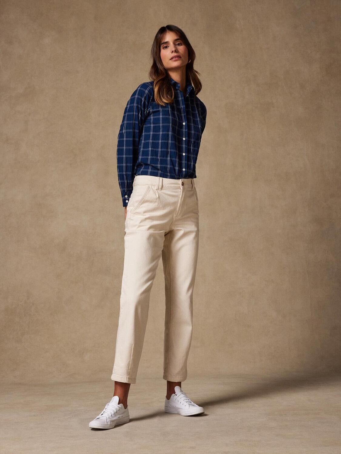 Chemise Albane en overcheck marine