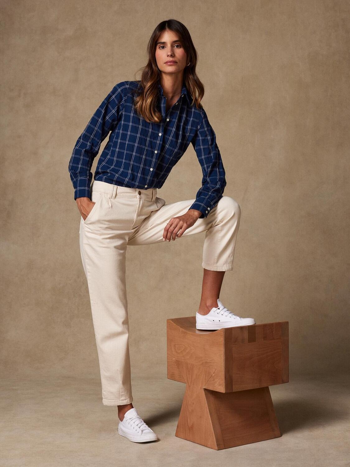 Chemise Albane en overcheck marine