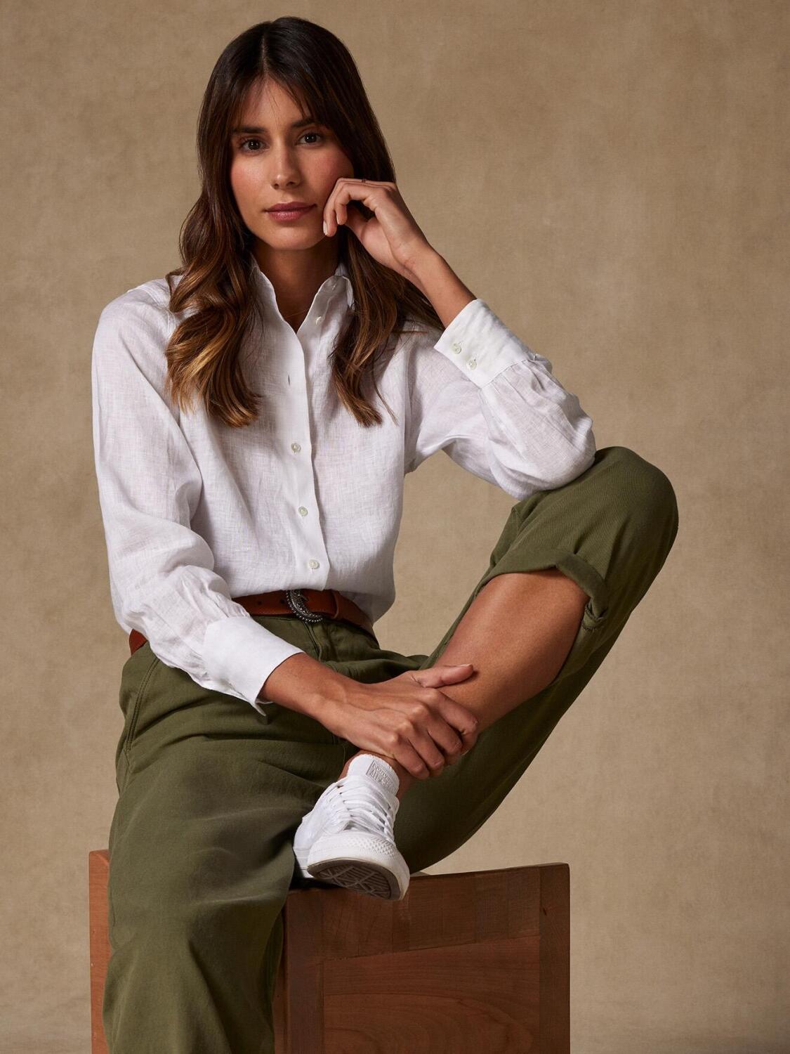 Albane overhemd in wit linnen