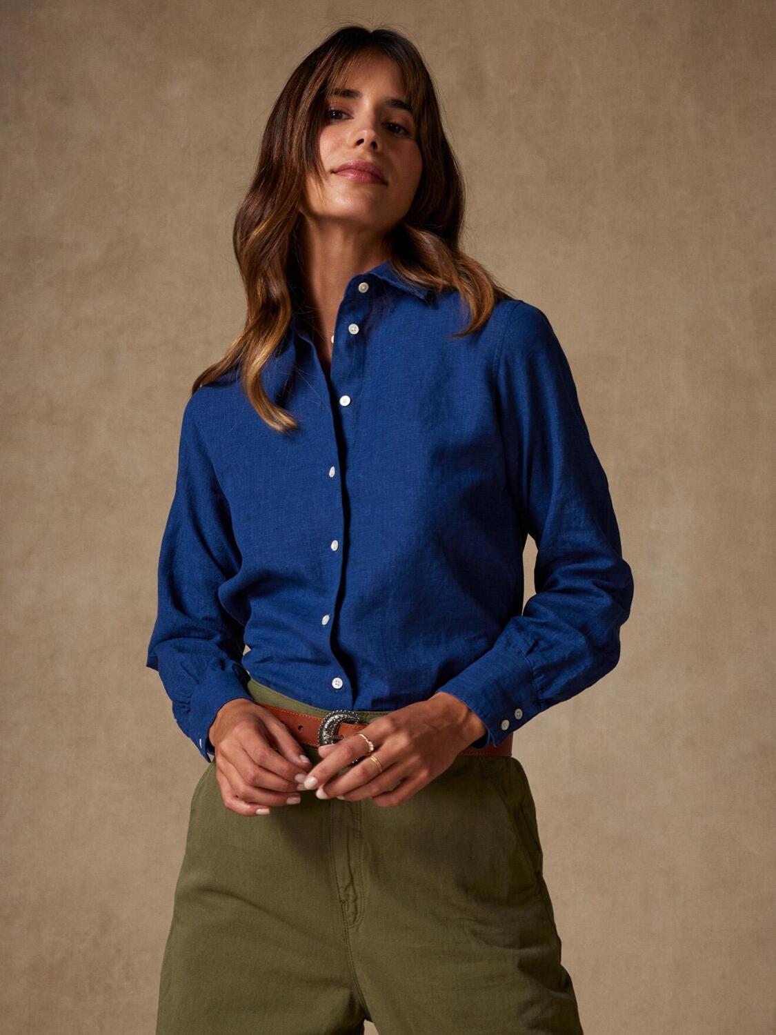Camicia Albane in lino blu scuro