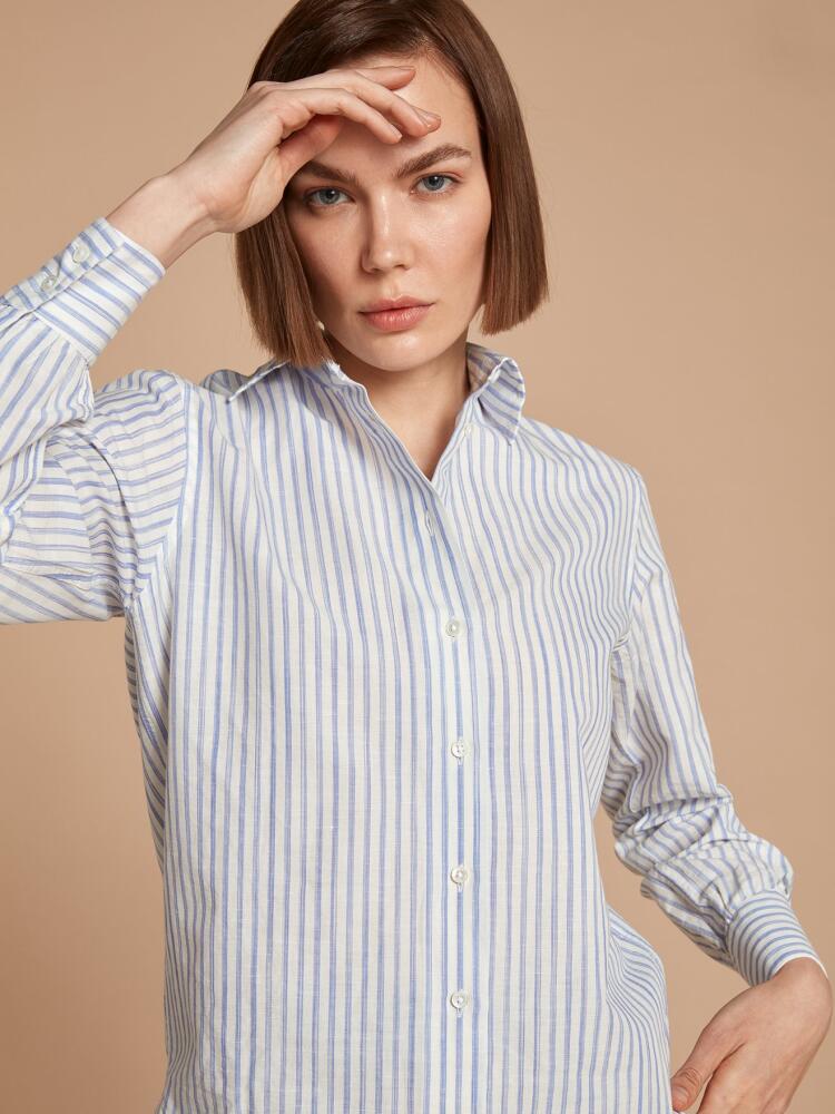 Albane bluish stripes linen shirt