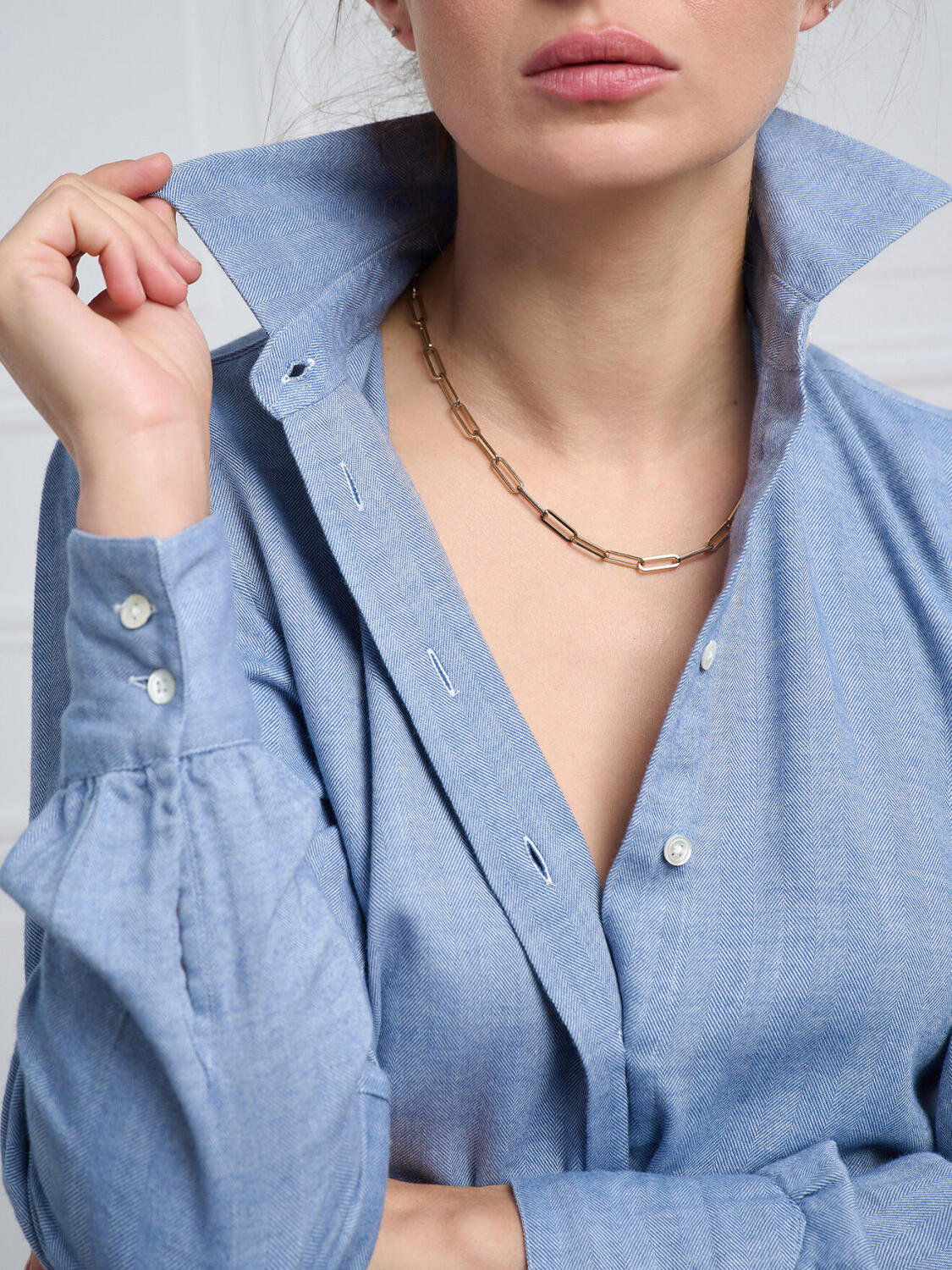 Camicia di flanella celeste Albane