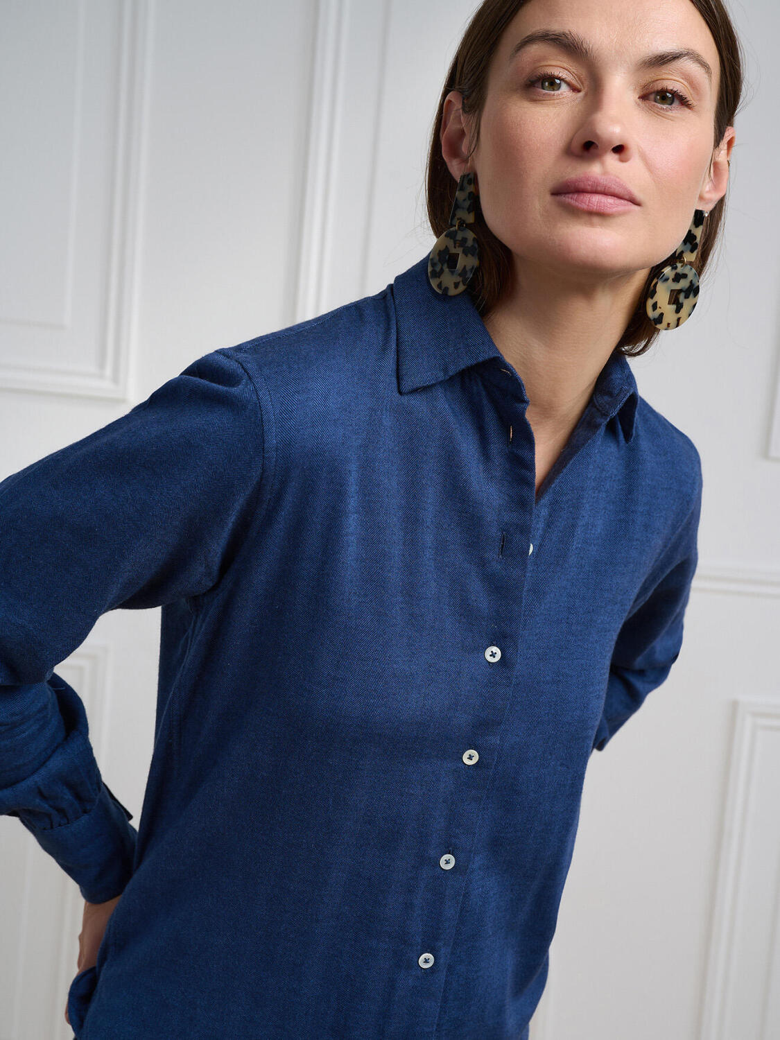 Chemise Albane en flanelle marine