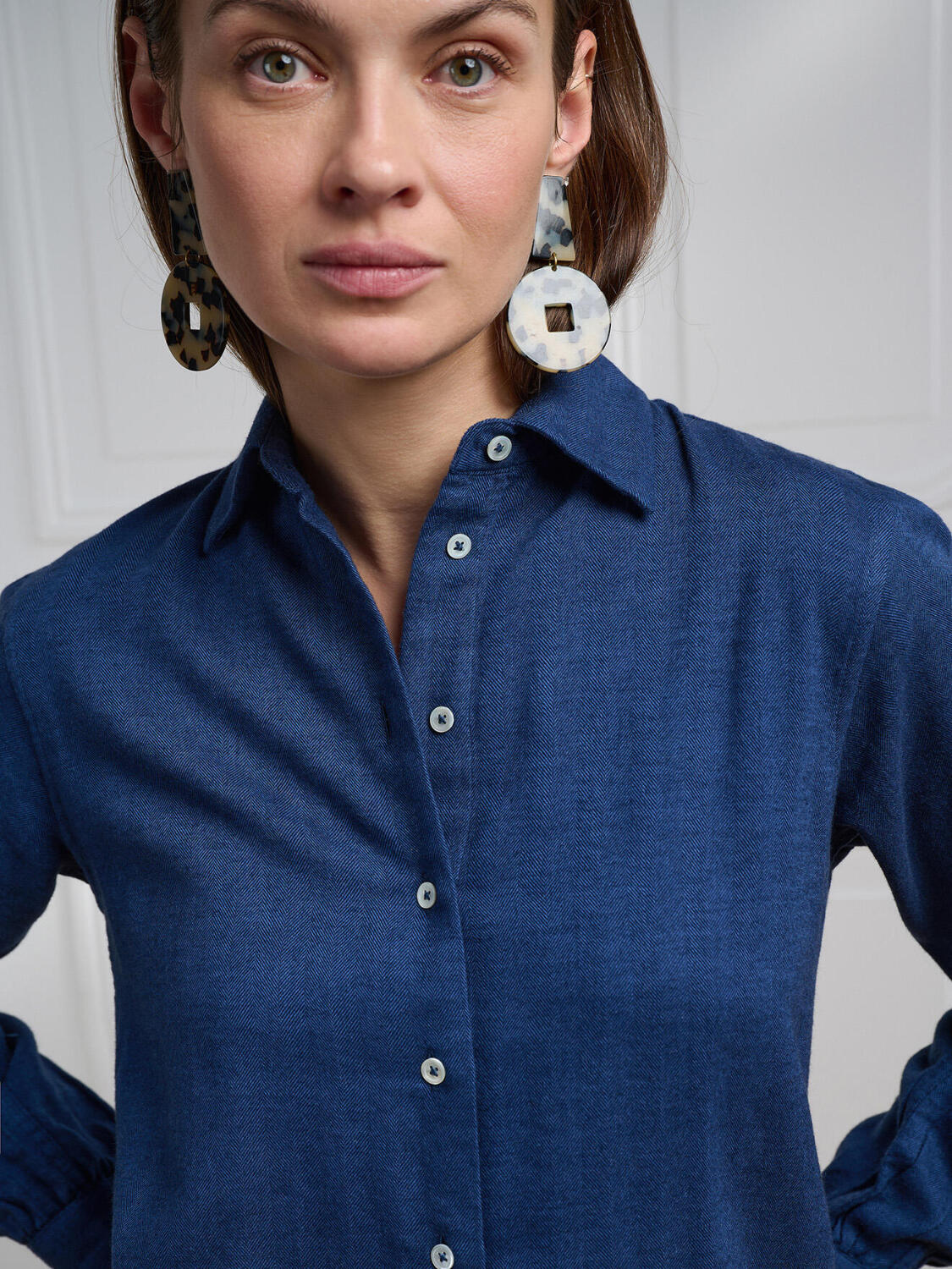 Chemise Albane en flanelle marine