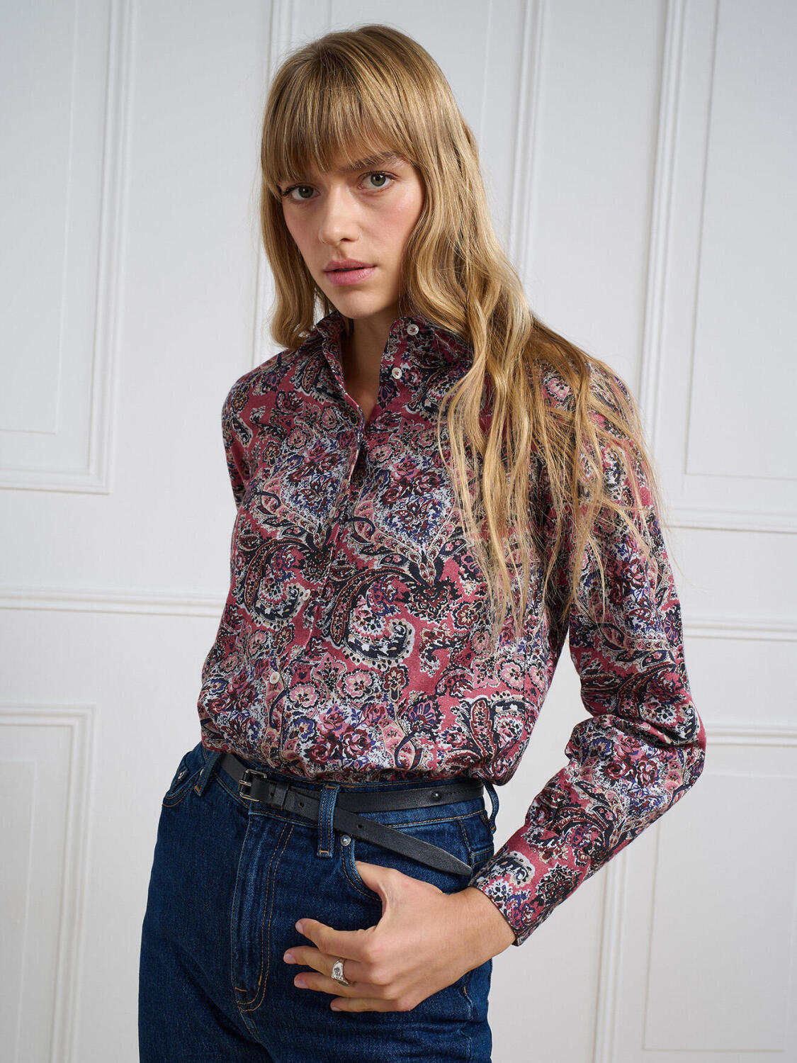 Albane roze flanellen overhemd met bloemenprint