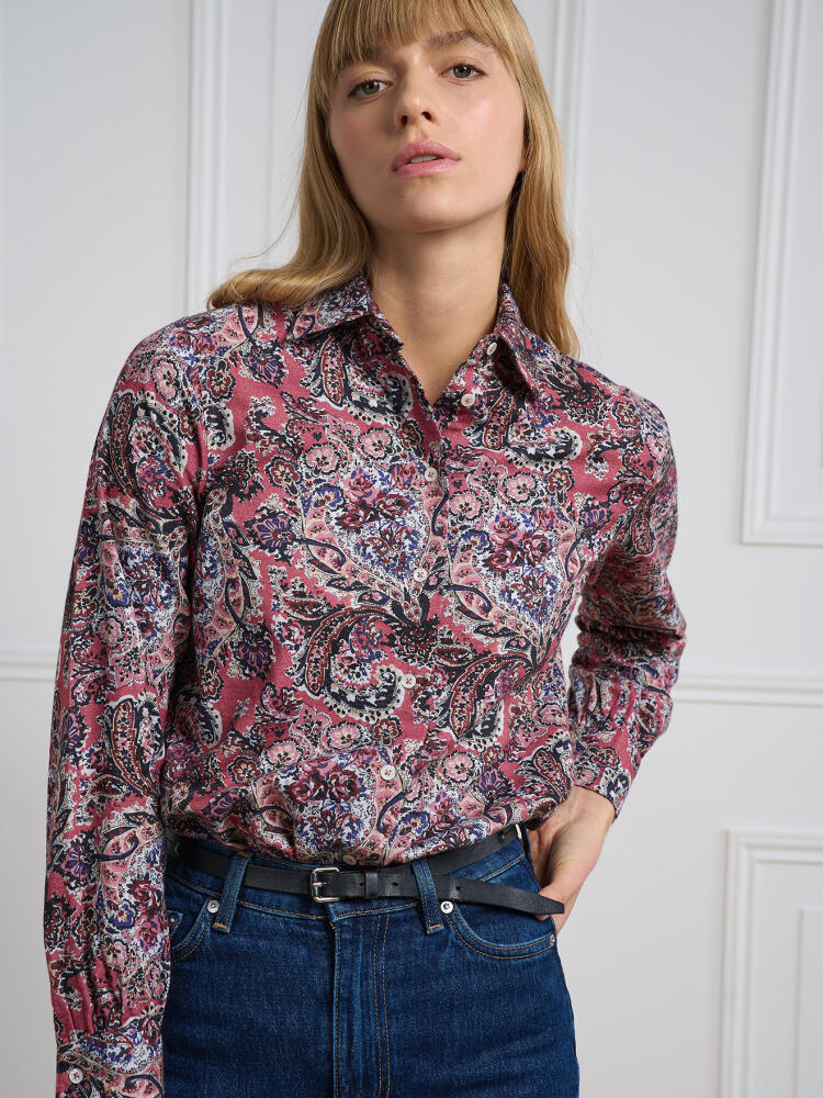 Albane pink flannel shirt with floral print