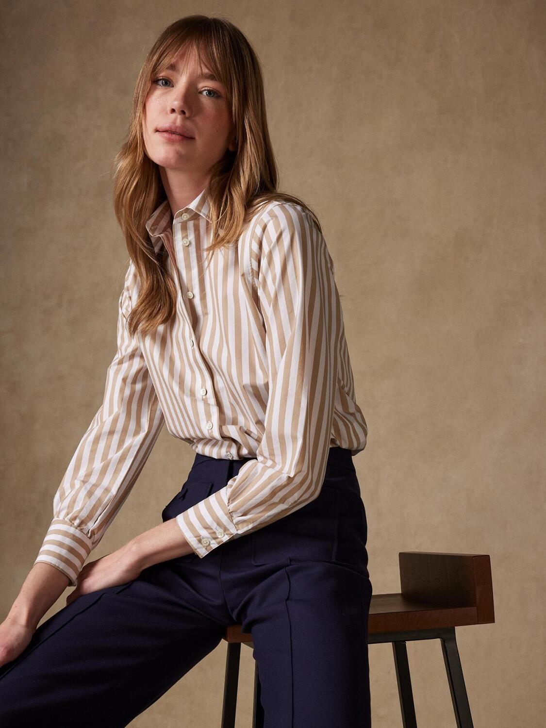 Camicia Albane a righe sabbia