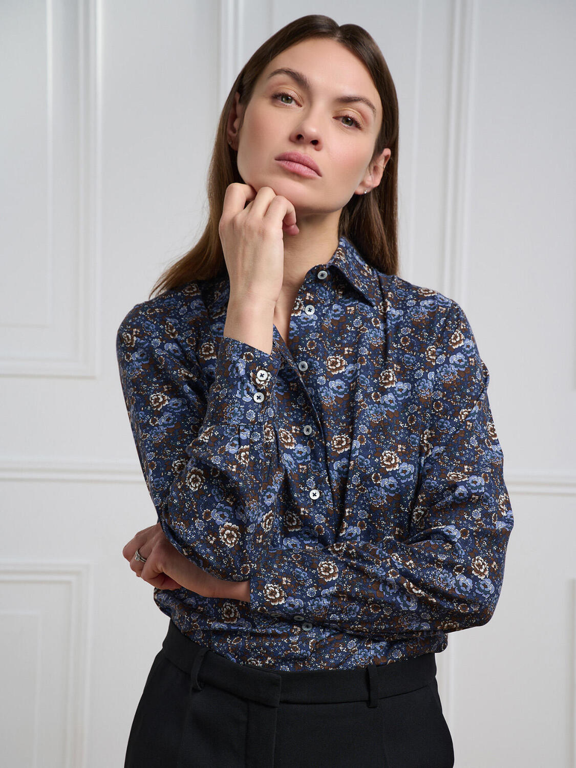 Albane marineblauw gestreept overhemden