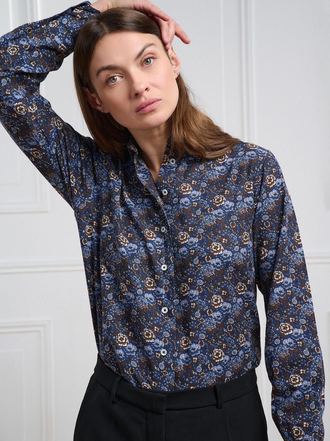 Albane marineblauw gestreept overhemden