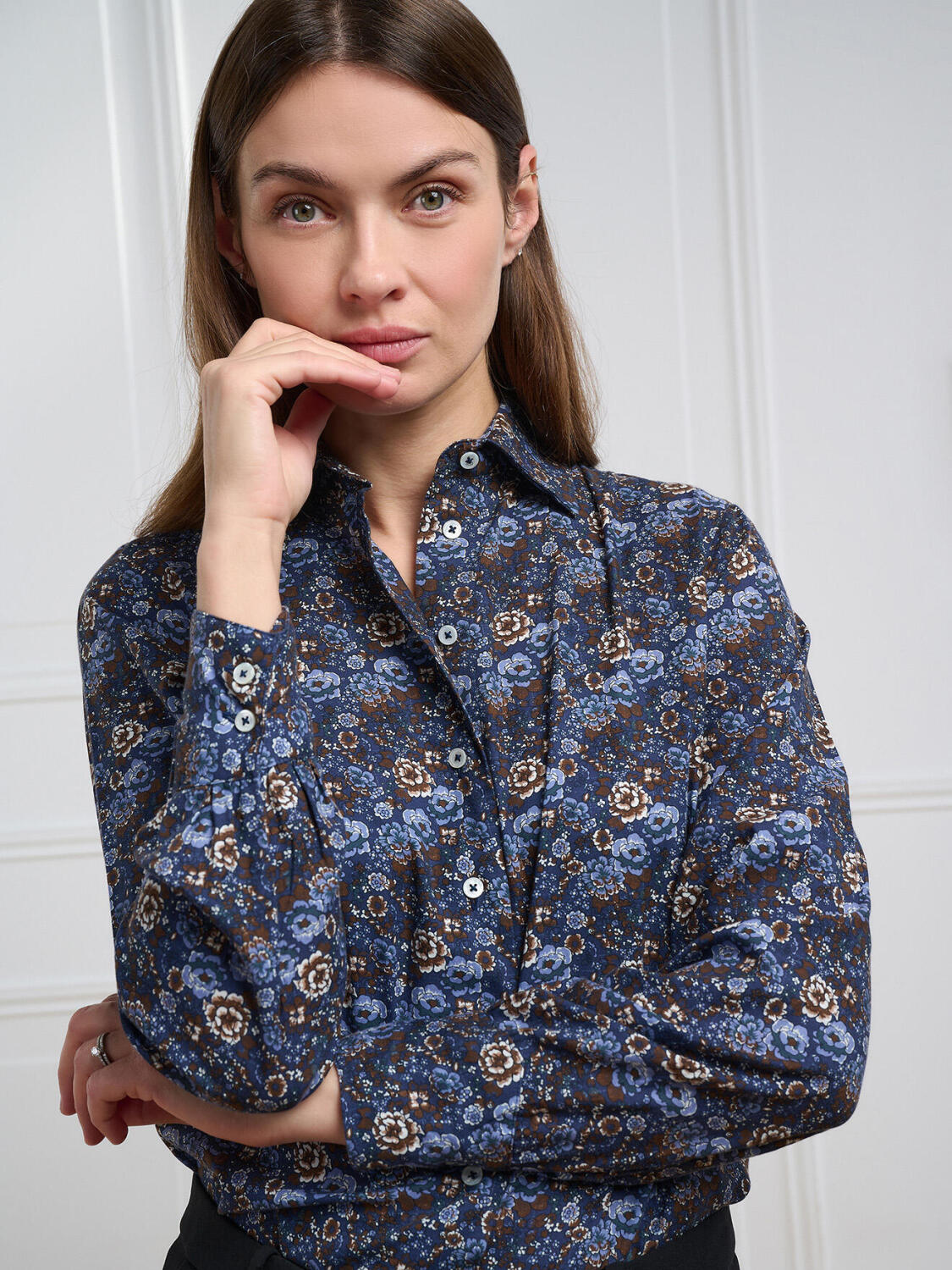 Albane marineblauw gestreept overhemden