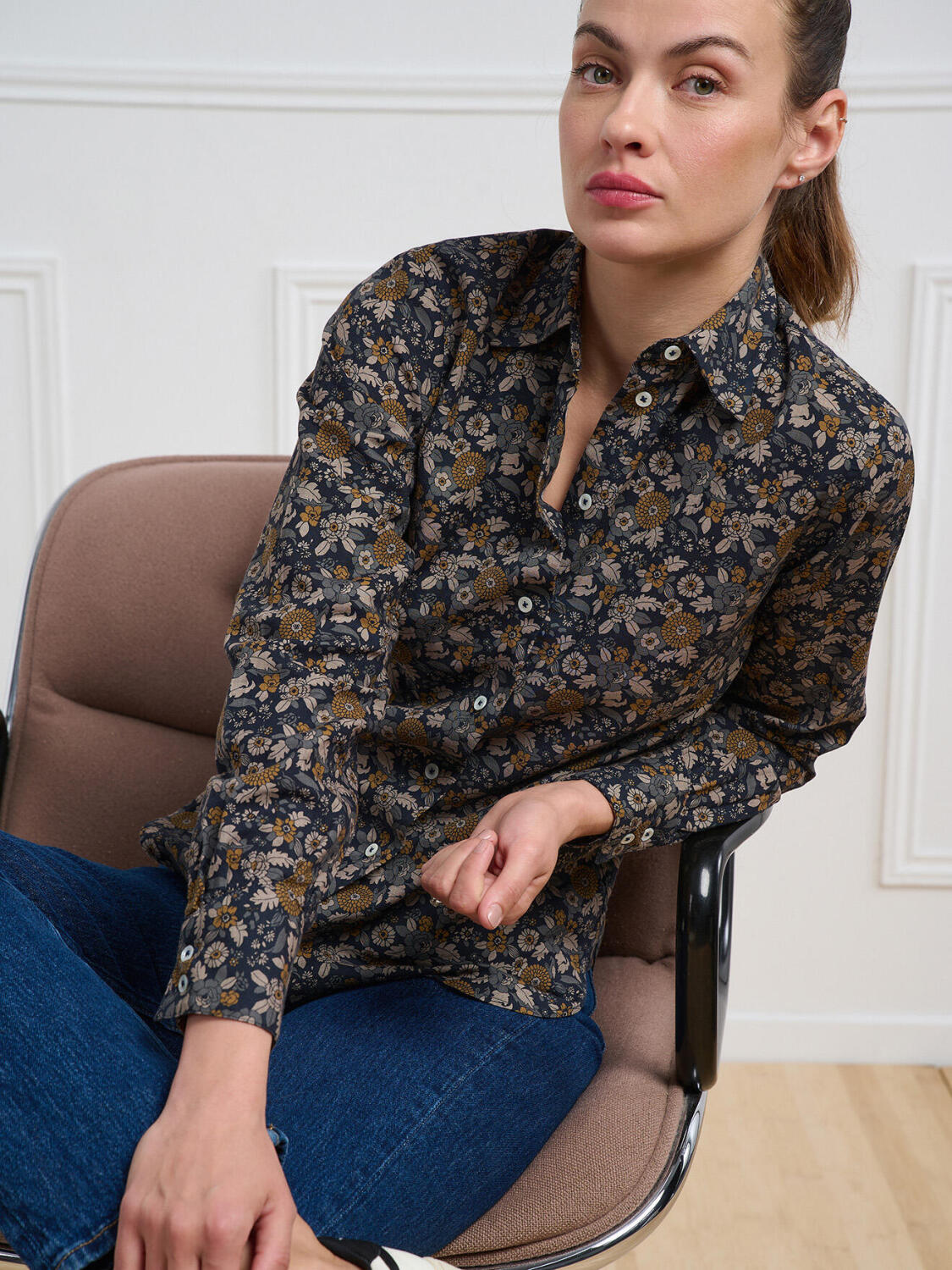 Camicia a righe blu navy Albane