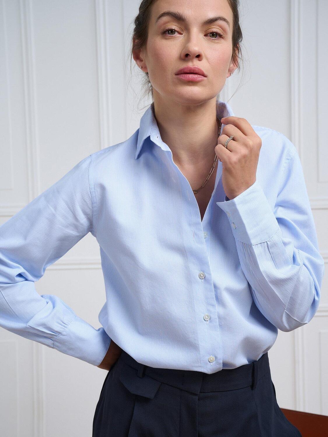 Camicia Albane a righe celeste