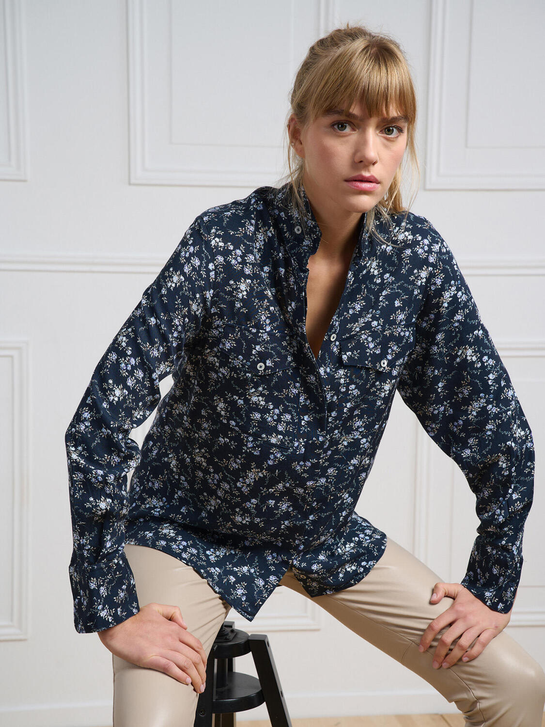 Alice marineblauw gestreept overhemden