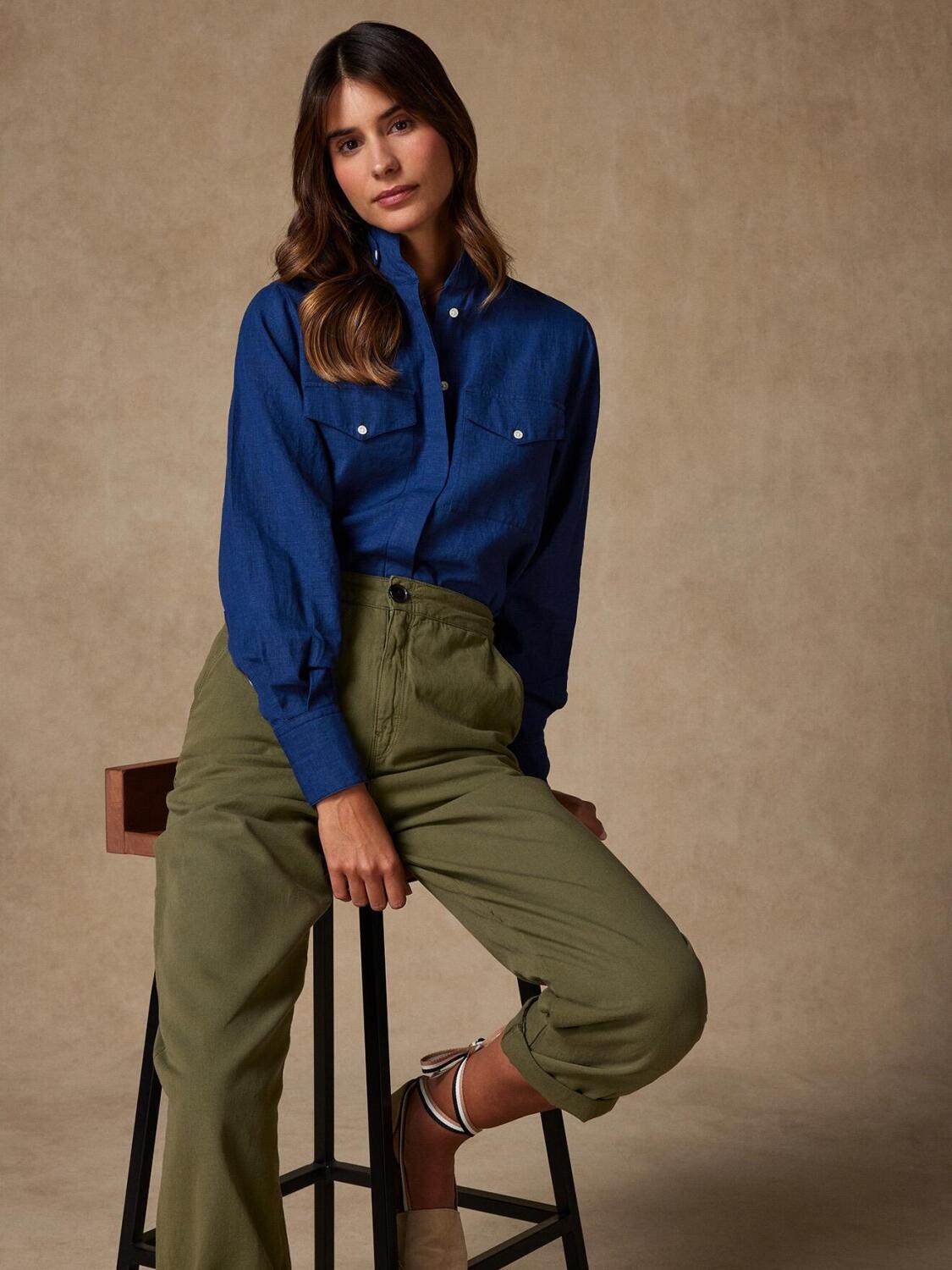 Alice overhemd in marine linnen