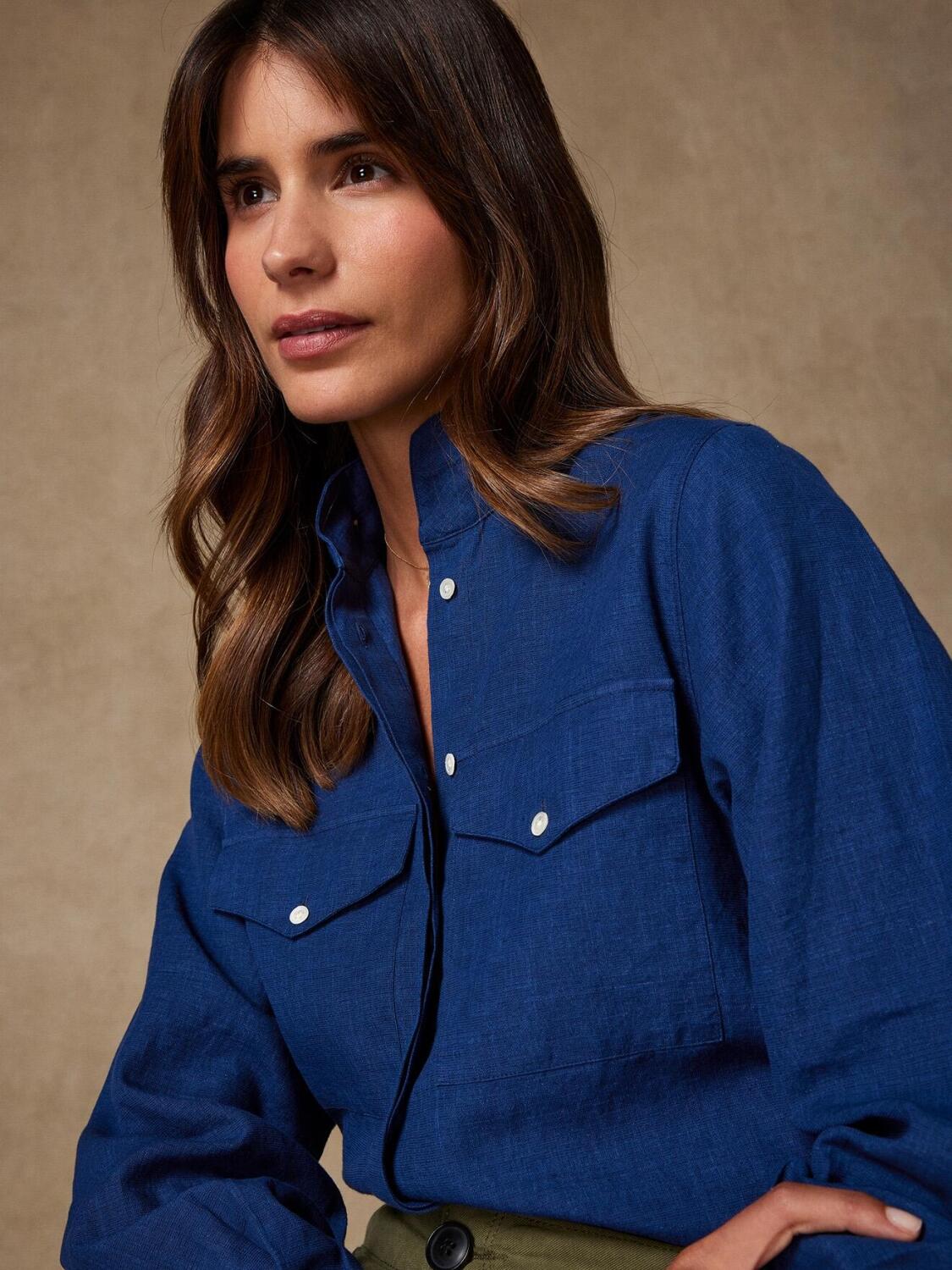 Alice overhemd in marine linnen