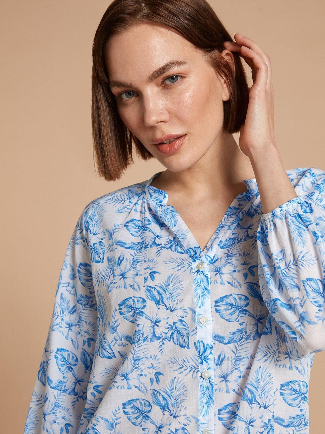 Blouse Camille &agrave; imprim&eacute; tropical