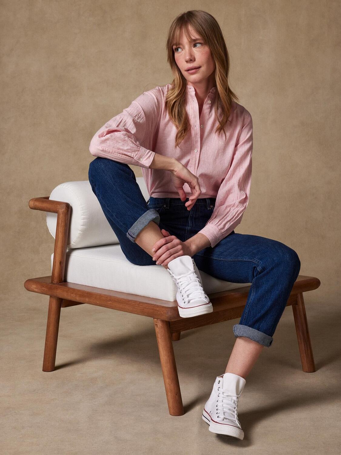 Chemise Hélène à rayures rose