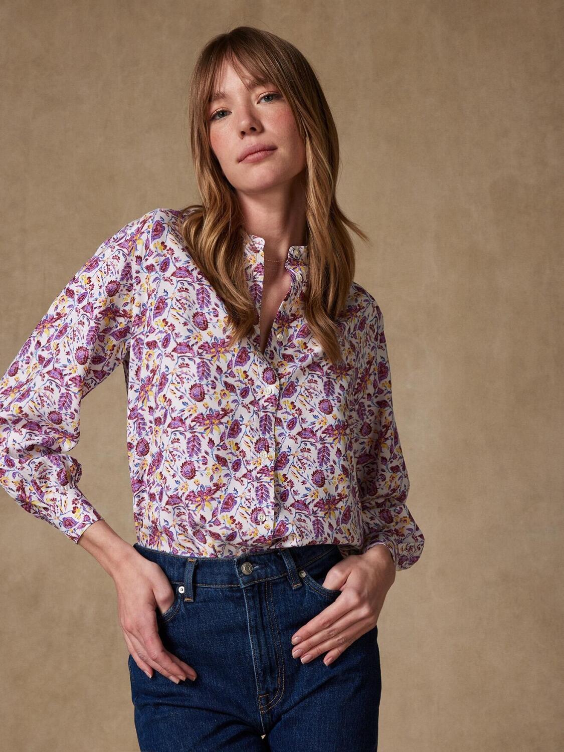Chemise Hélène blanche à imprimé floral