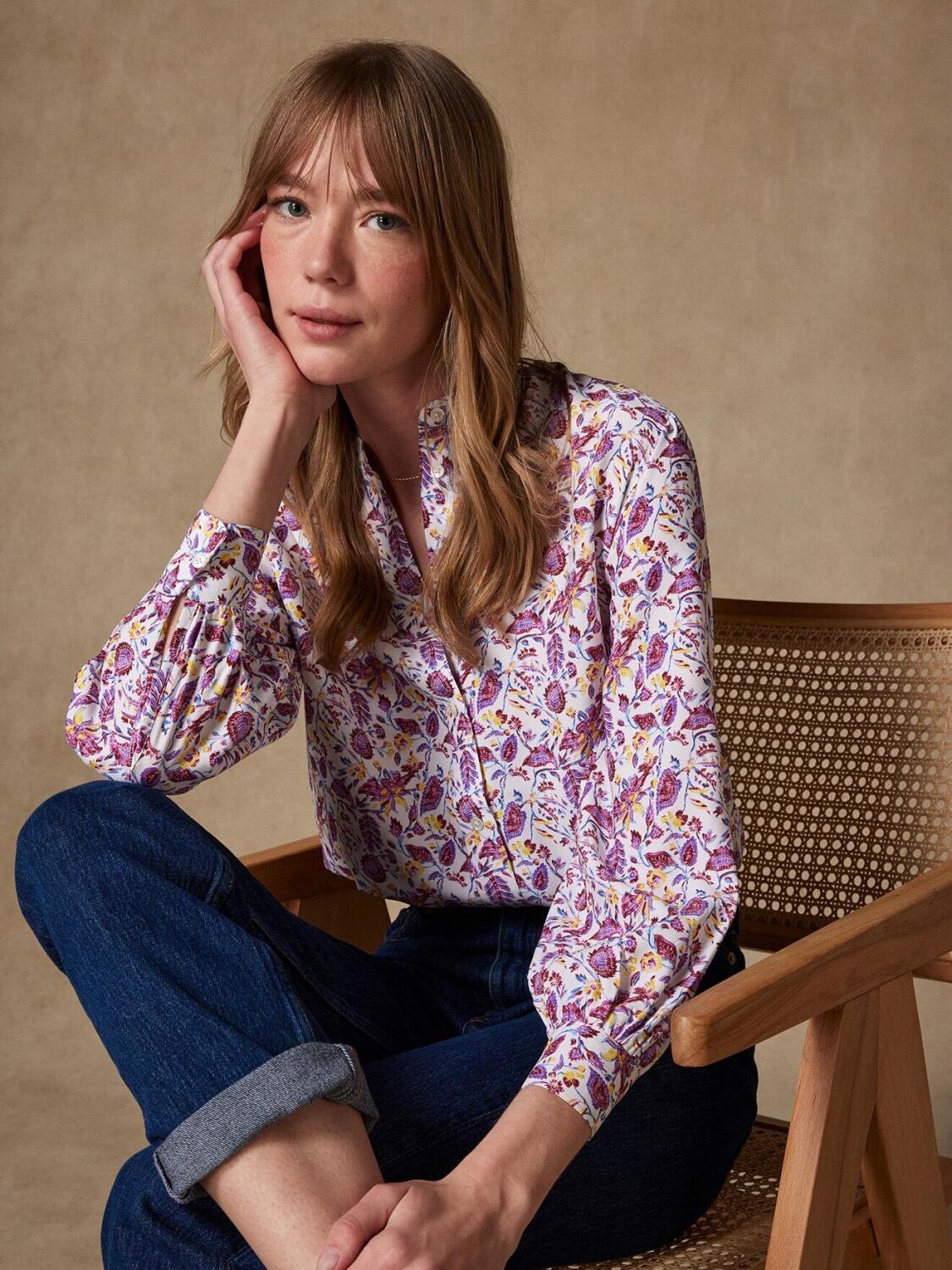 Chemise Hélène blanche à imprimé floral