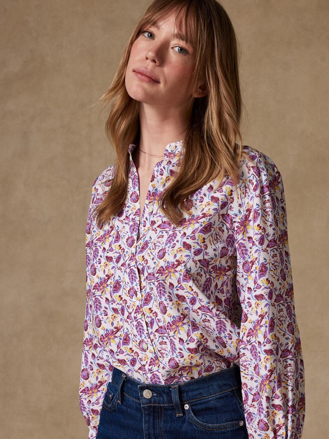 Chemise Hélène blanche à imprimé floral