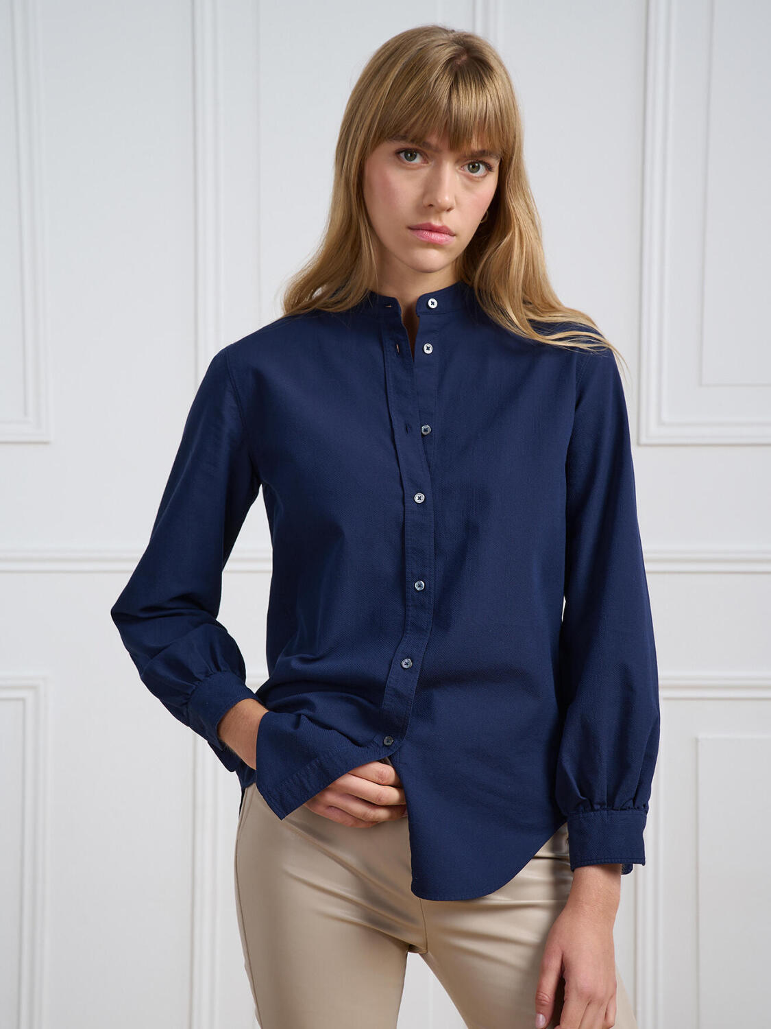 Camicia Helene blu navy con texture