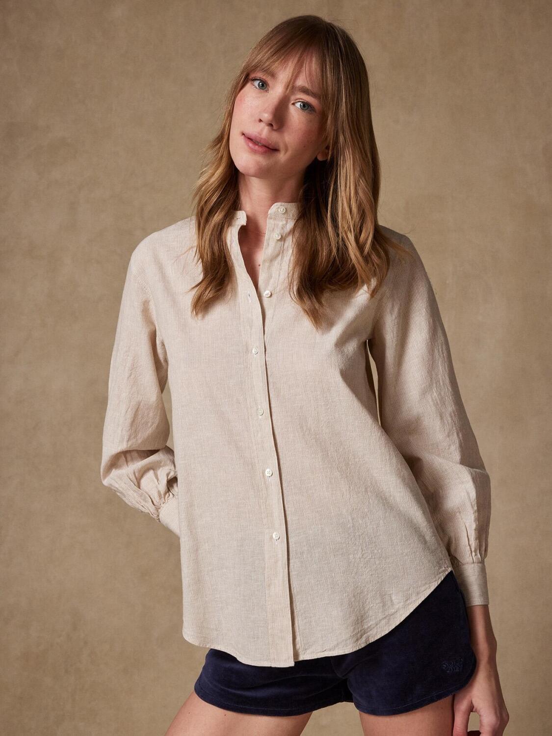 Chemise H&eacute;l&egrave;ne &agrave; rayures sable