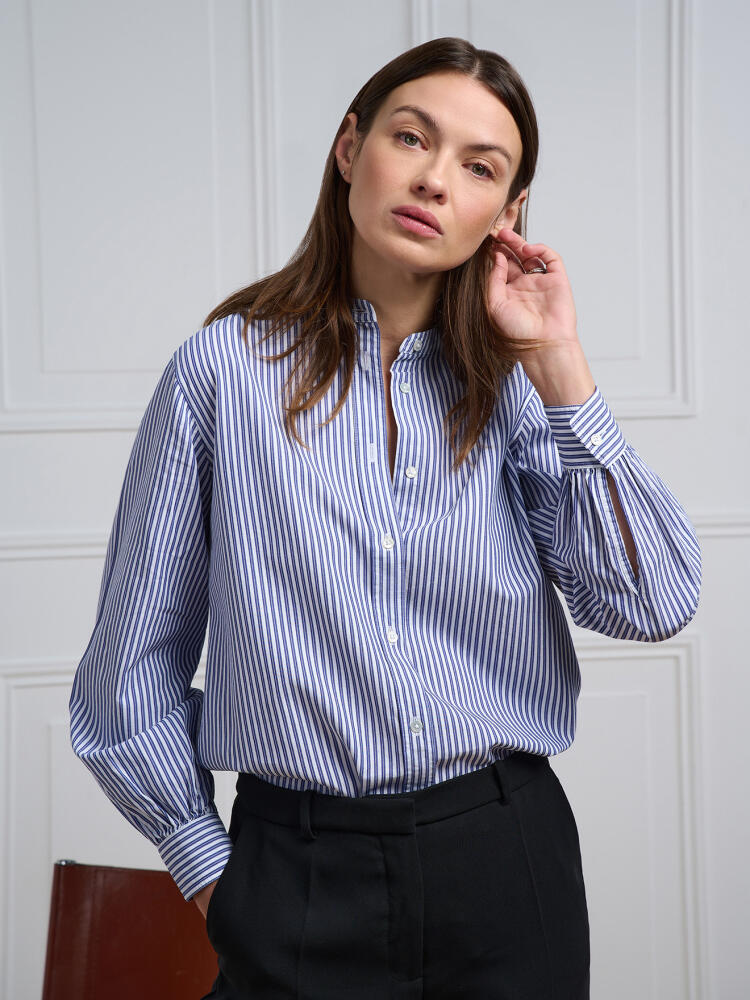 Helene navy blue striped shirt