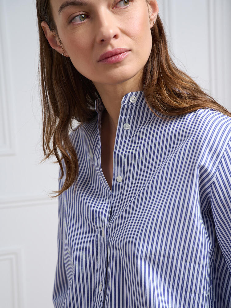 Helene navy blue striped shirt