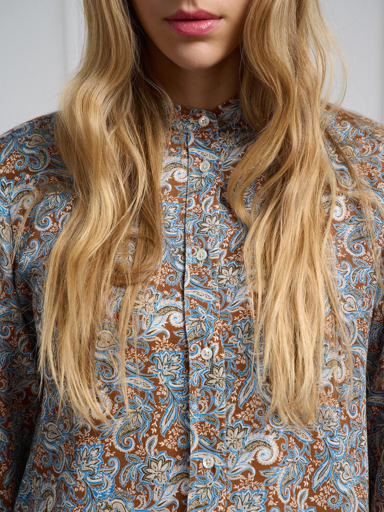 Chemise Hélène camel à imprimé floral