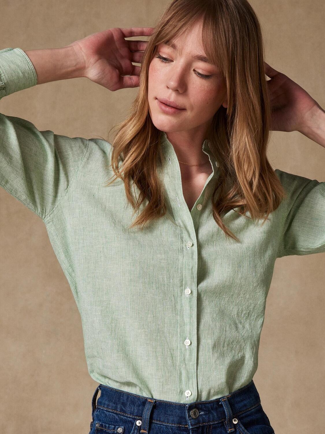 Chemise Hélène à rayures vertes