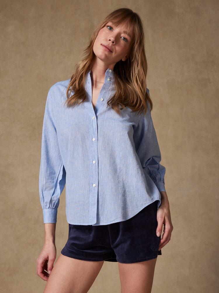 Camicia Hélène in lino blu cielo