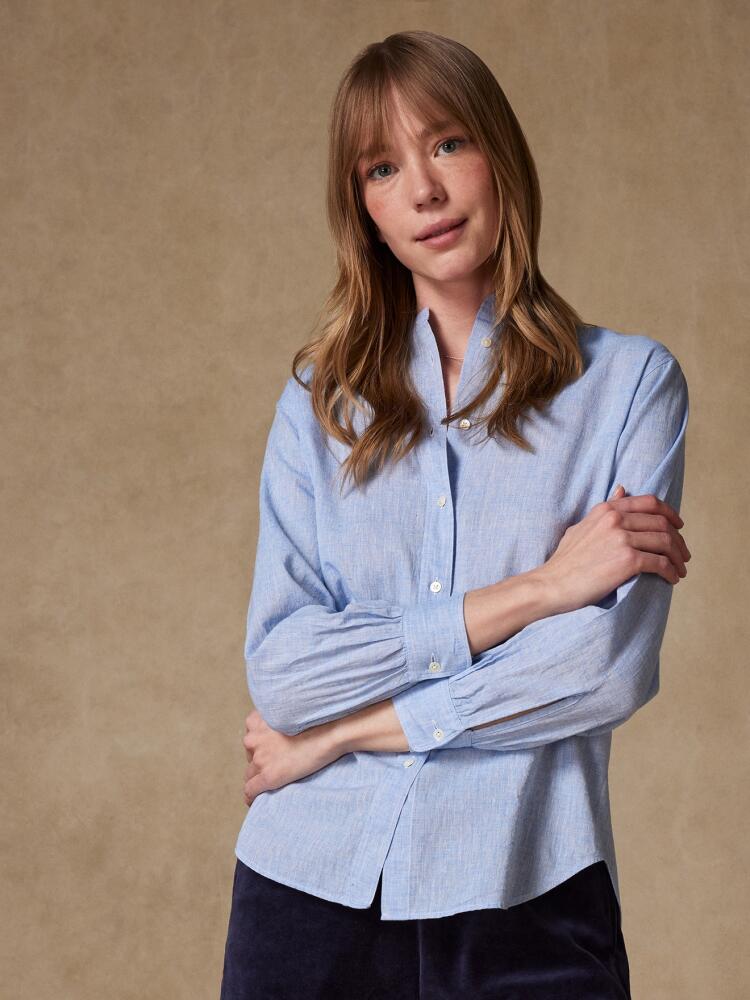 Camicia Hélène in lino blu cielo