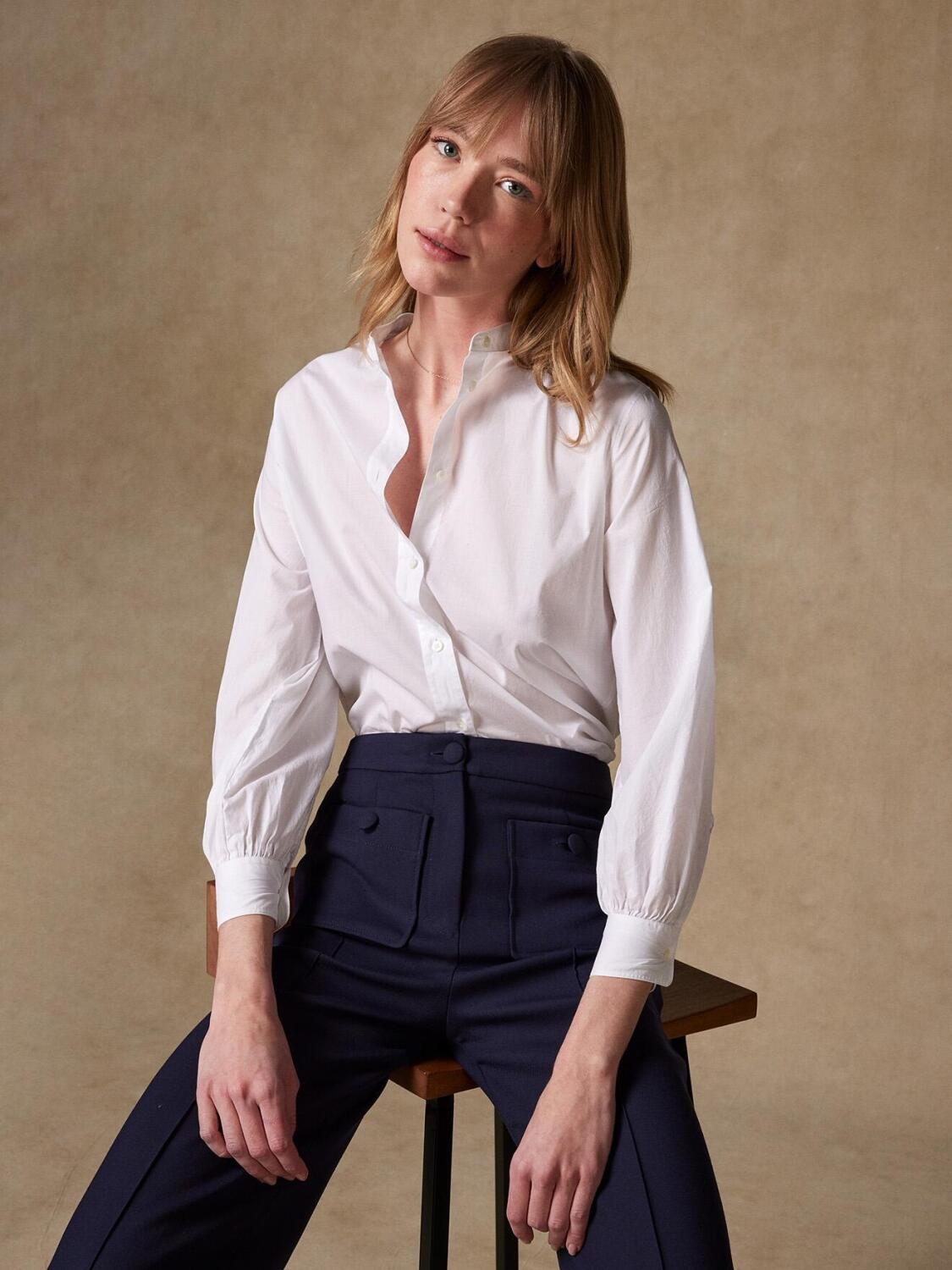 Camicia Hélène in velo di cotone bianco