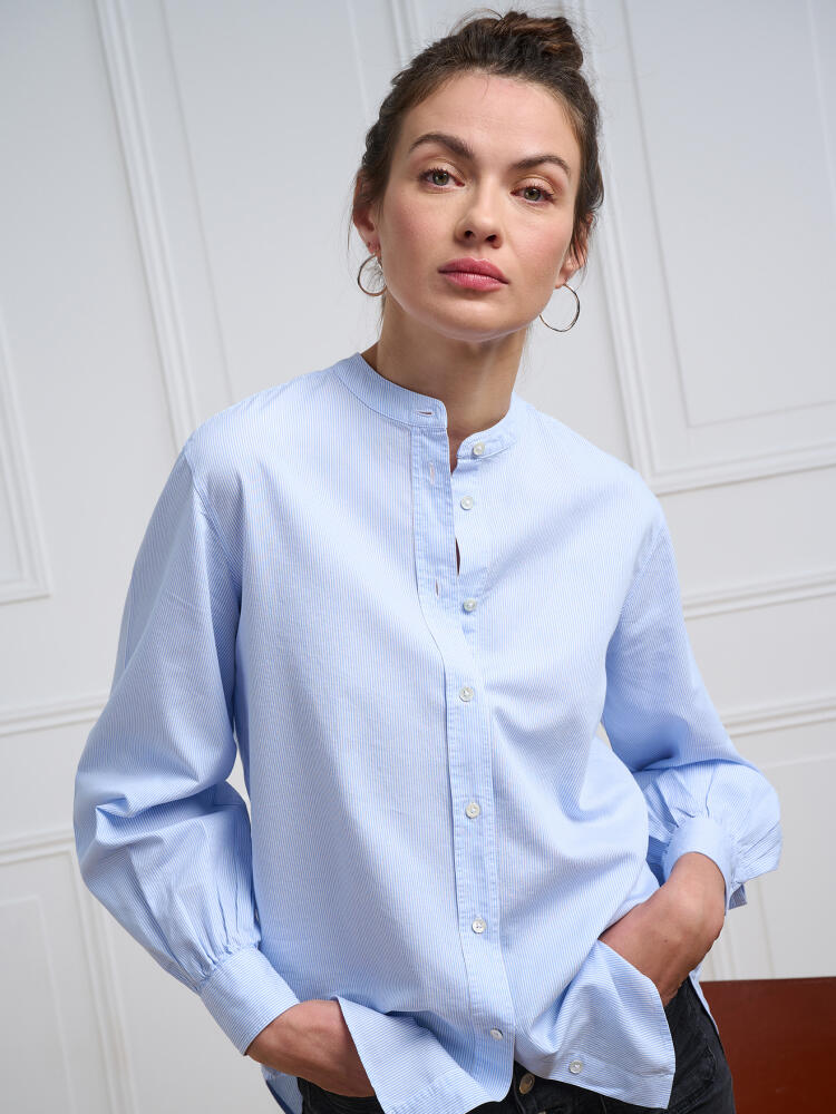 Helene sky blue striped shirt