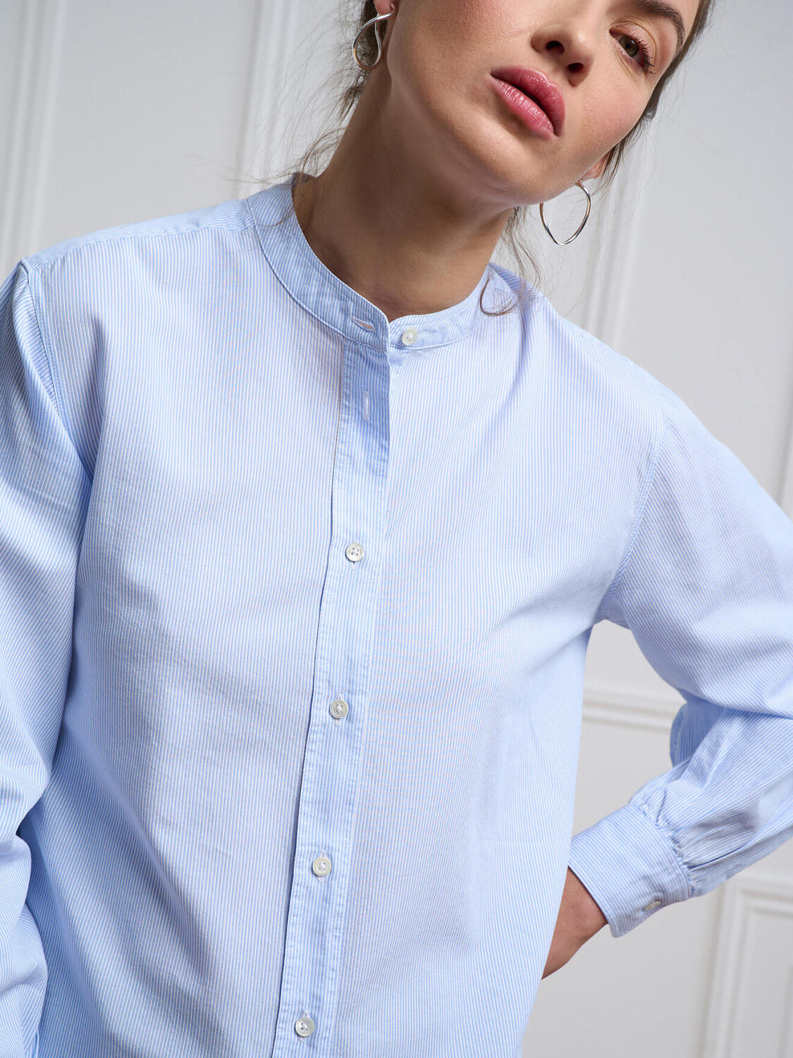 Camicia Helene a righe celeste