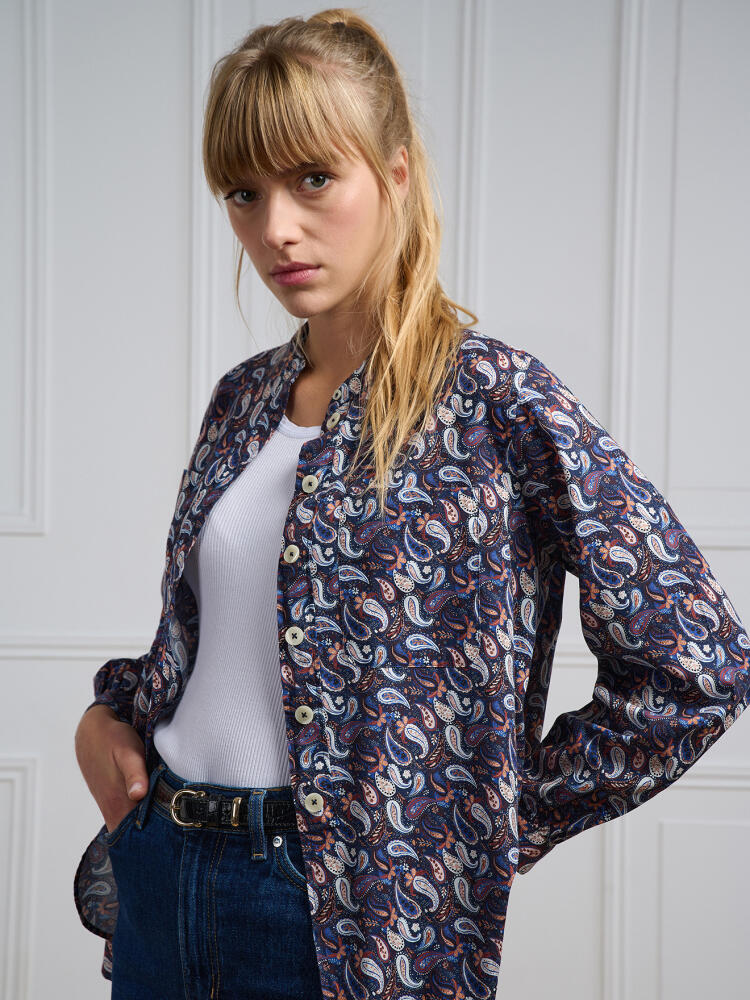 Camicia Janice blu navy con motivo paisley